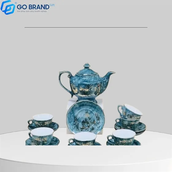 Bộ ấm chén sứ cảnh Trúc Lâm Thất Hiền