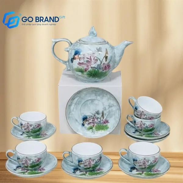Bộ ấm chén sứ Sen – ảnh 2