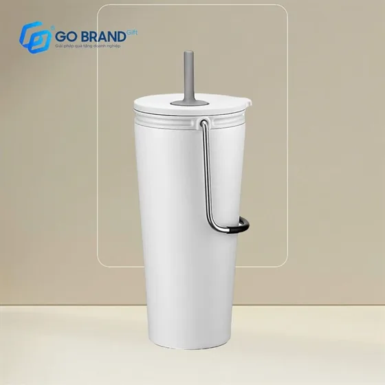 Ly giữ nhiệt cao cấp LocknLock Bucket Tumbler ống hút - màu trắng