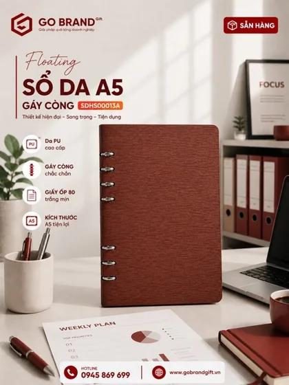 Sổ còng 2 khúc hở màu nâu SDHS0013A