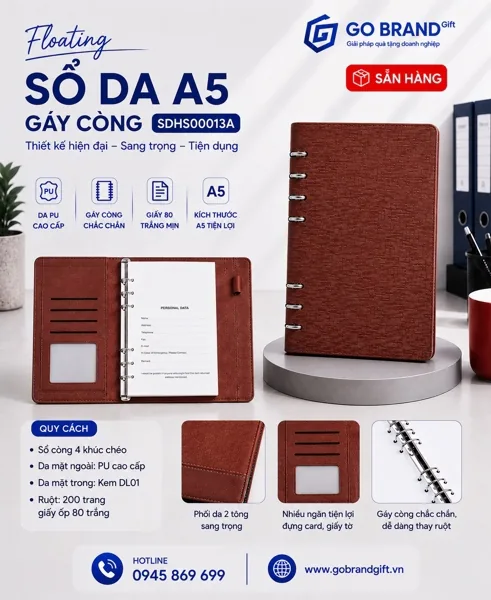 Sổ còng 2 khúc hở màu nâu SDHS0013A – ảnh 2