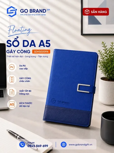 Sổ còng 2 khúc tai nam châm màu xanh SDHS0009A