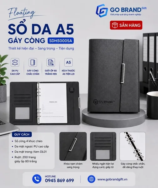 Sổ còng 3 khúc chéo màu đen SDHS0004A – ảnh 2