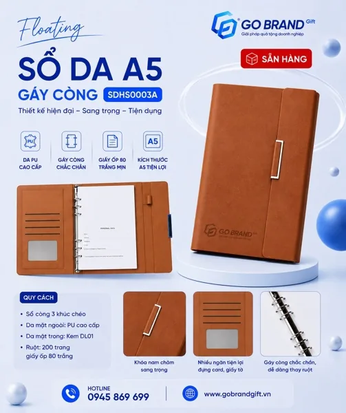 Sổ còng 3 khúc chéo màu nâu SDHS0003A – ảnh 2