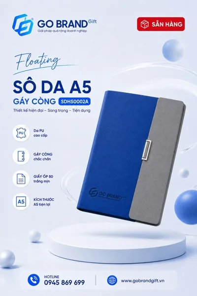 Sổ còng 3 khúc chéo màu xanh phối da SDHS0002A – ảnh 2