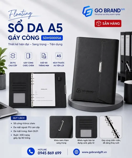 Sổ còng 3 khúc thẳng màu đen SDHS0005A – ảnh 2