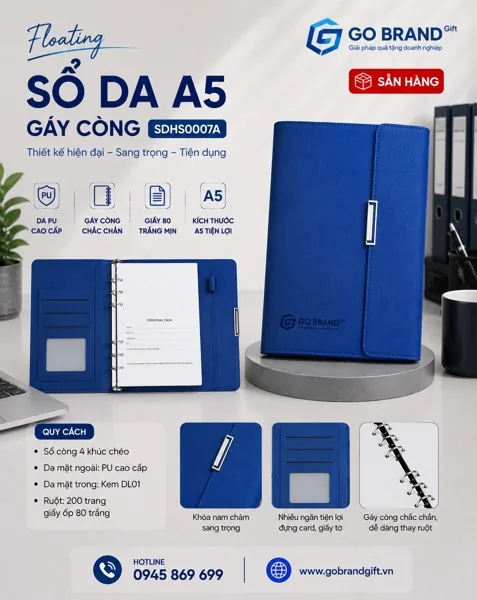 Sổ còng 3 khúc thẳng màu xanh SDHS0007A – ảnh 2