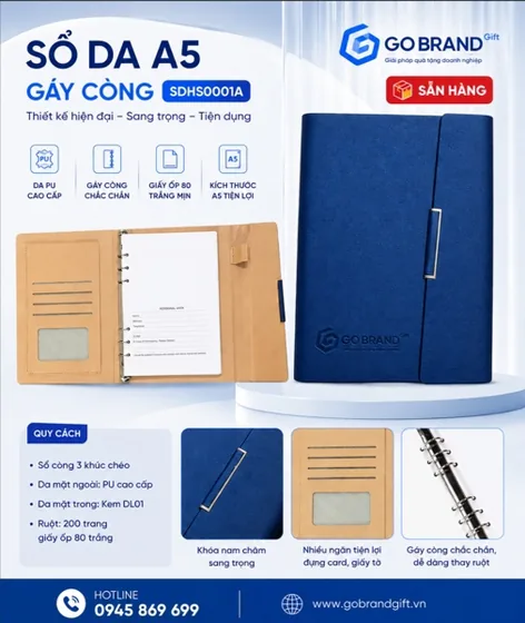 Sổ da gáy còng 3 khúc SDHS0001A