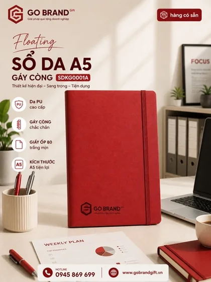 Sổ dán dây chun A5 màu đỏ - SDKG0001A