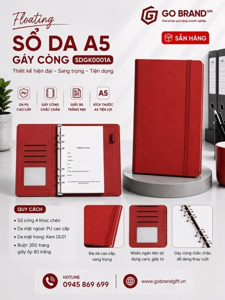 Sổ dán dây chun A5 màu đỏ - SDKG0001A – ảnh 2