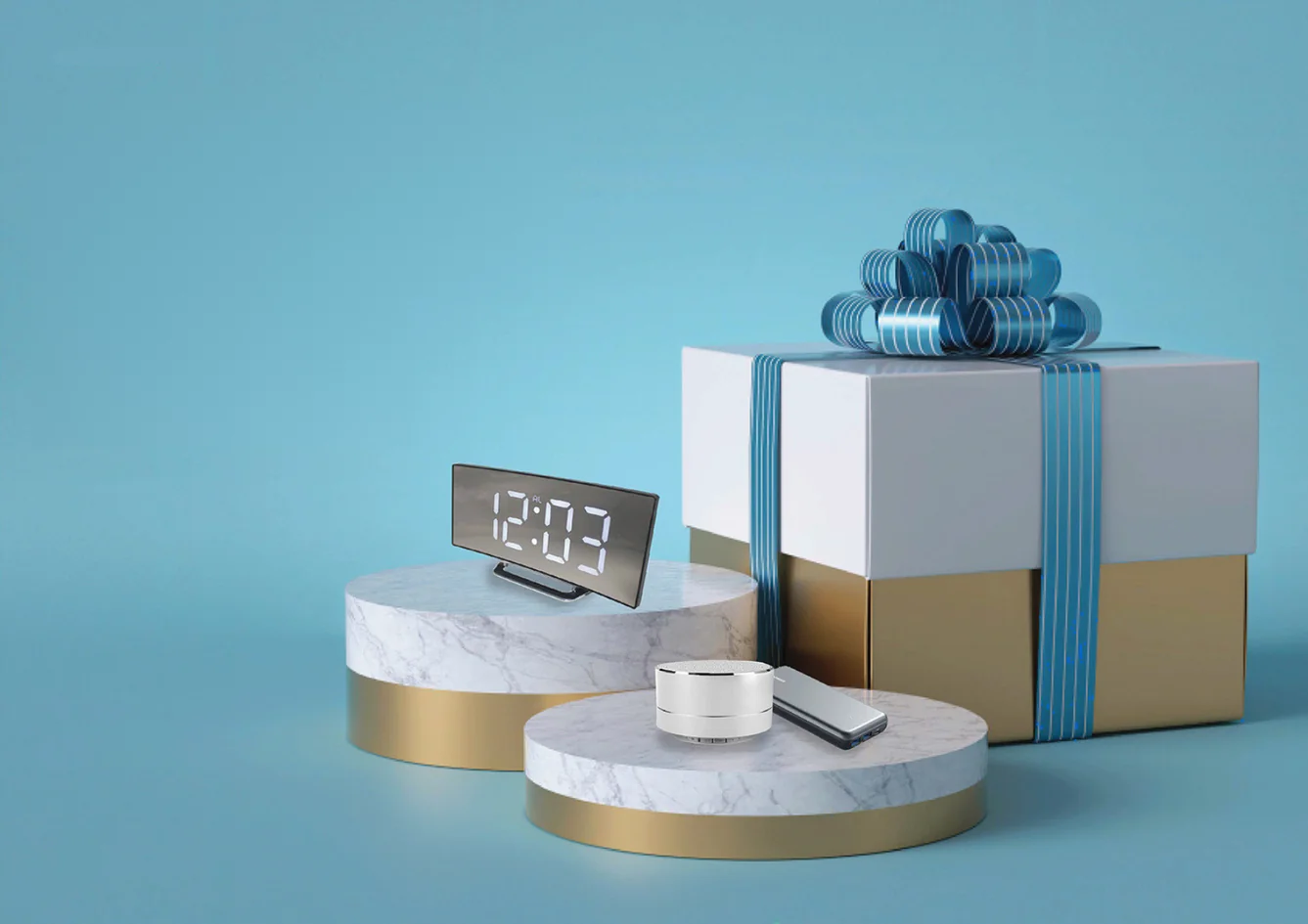 Quà tặng công nghệ — sản phẩm Go Brand Gift trên bục trưng bày